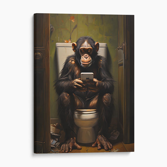 Monkey On The Phone On The Toilet