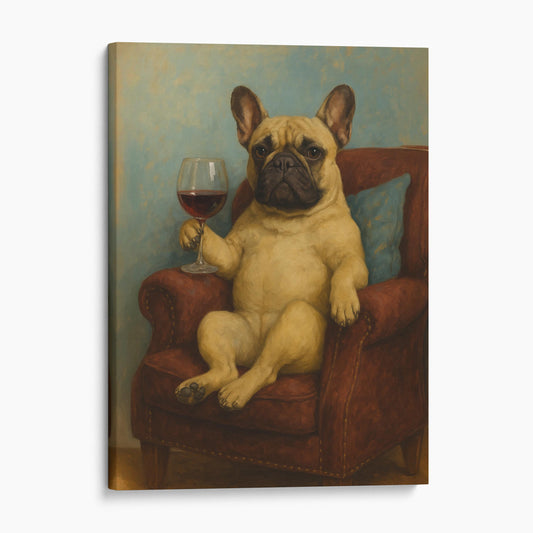 French Bulldog With A Glass Of Wine