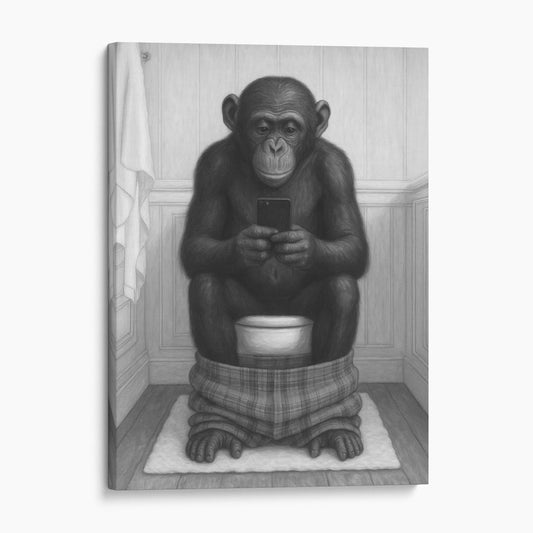 Monkey On The Phone On The Toilet