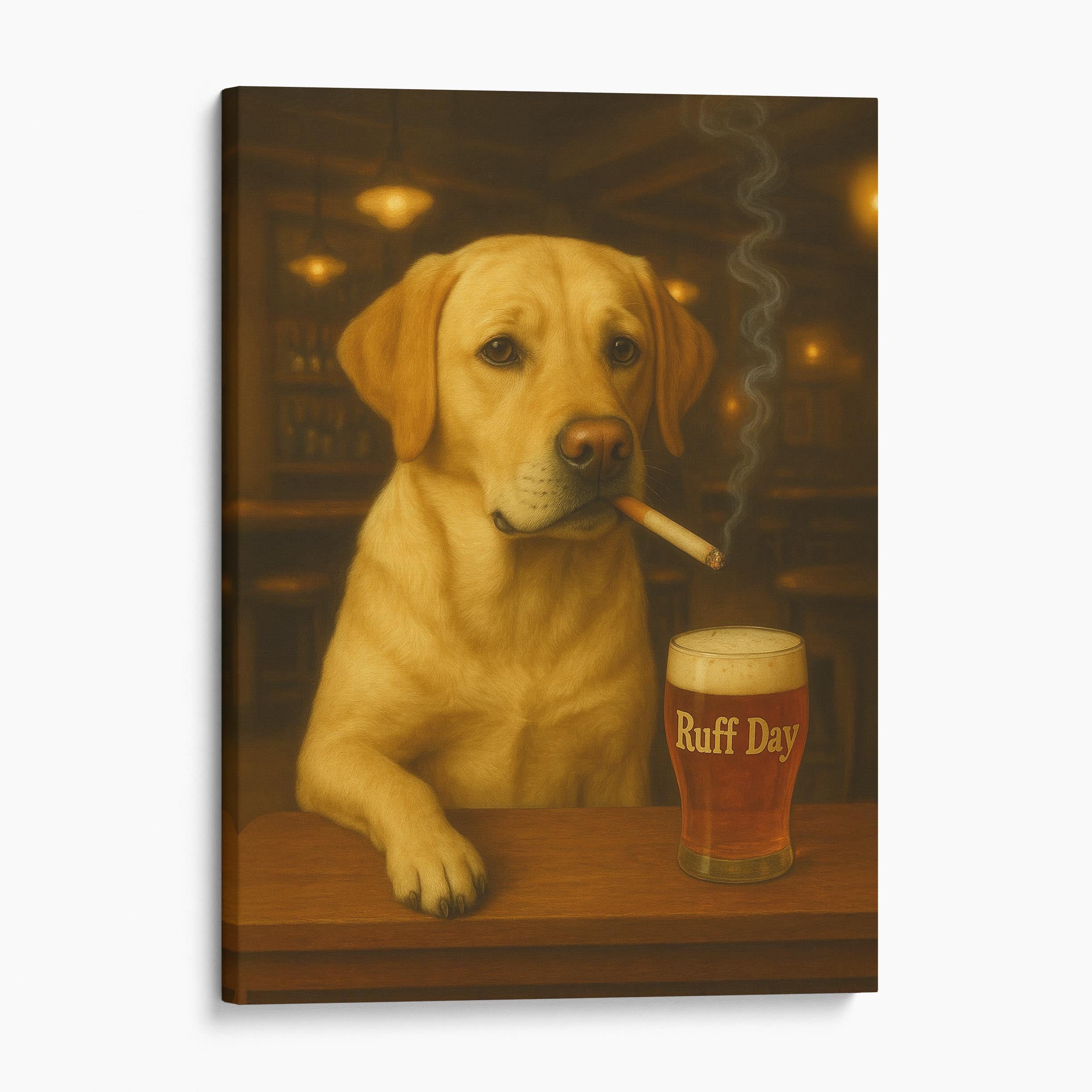 Yellow Labrador Retriever Dog Ruff Day Canvas Wall Art Prints – Big ...
