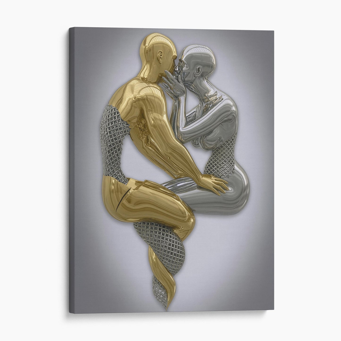 Gold And Silver Metal Couple 3D Love Abstract