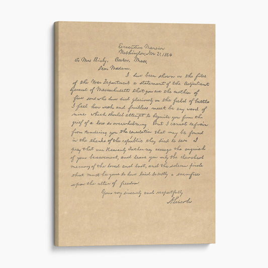 President Lincoln's Letter of Condolence to Mrs. Bixby, Civil War 1800s