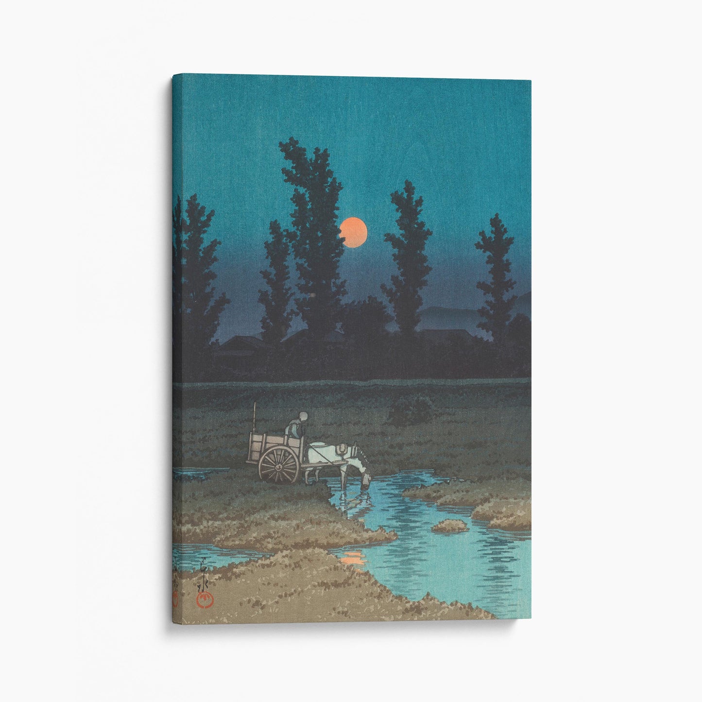 Evening Moon at Nakanoshima, Sapporo (1933) - Kawase Hasui