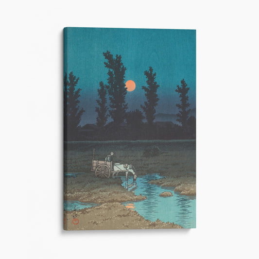 Evening Moon at Nakanoshima, Sapporo (1933) - Kawase Hasui