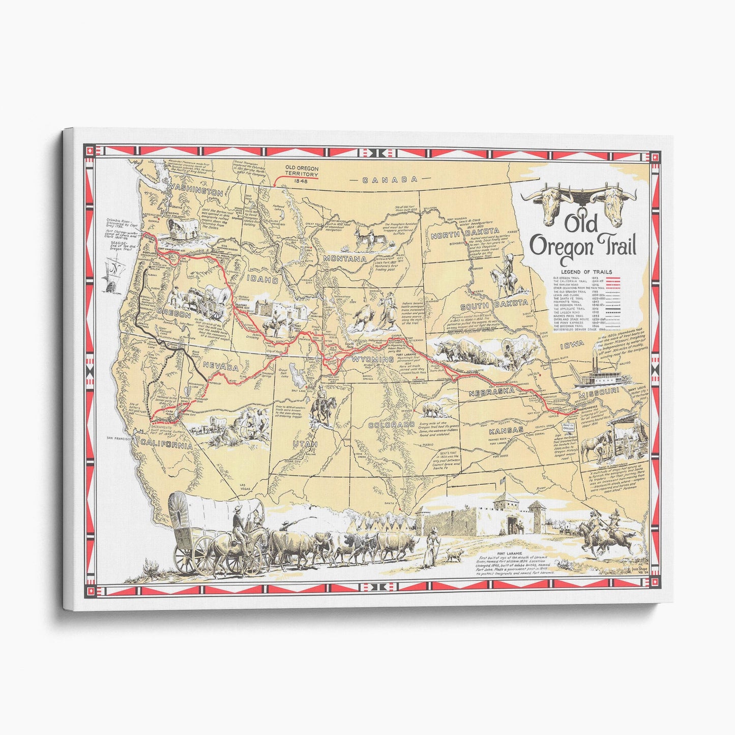 The Oregon Trail Vintage Map