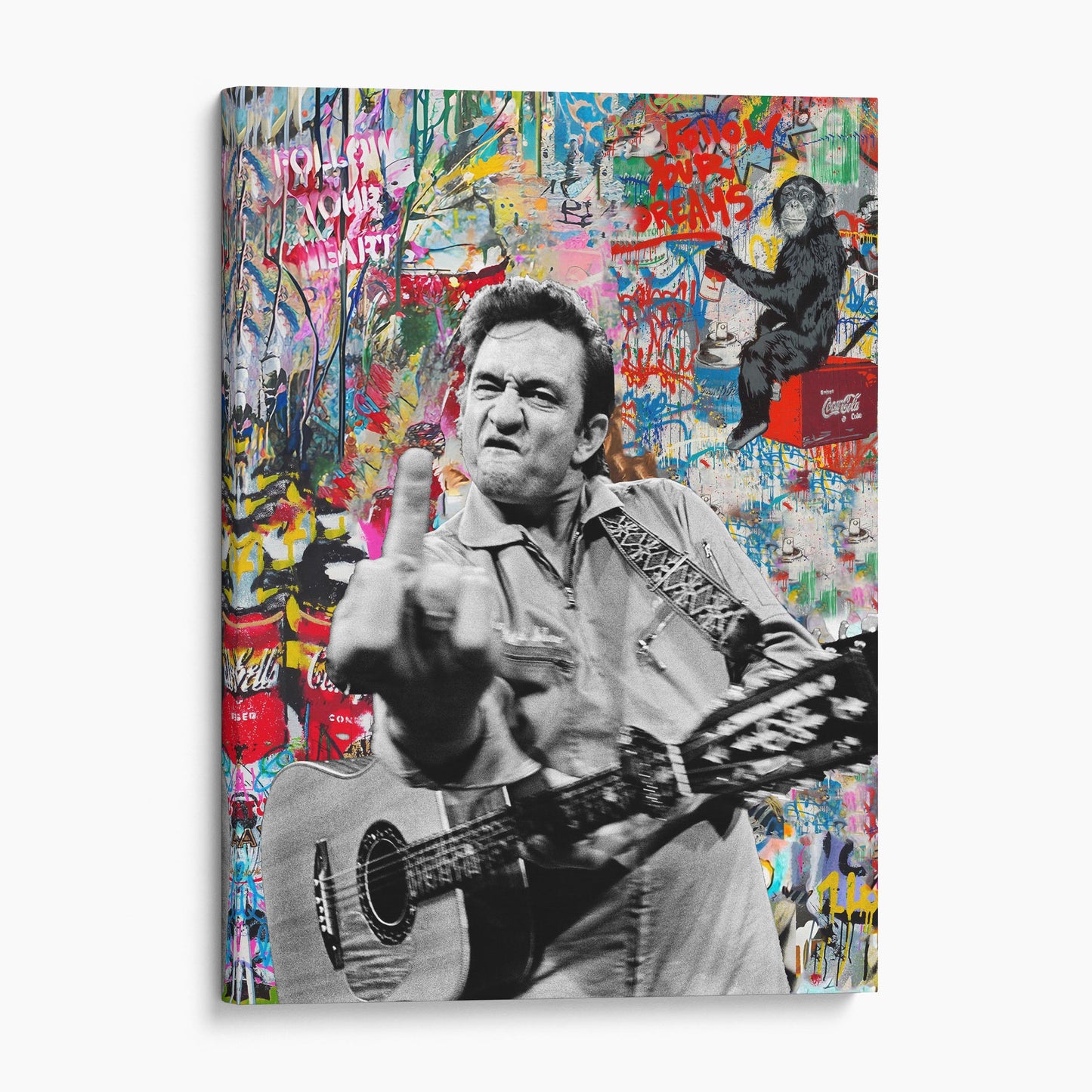 Johnny Cash Middle Finger Banksy