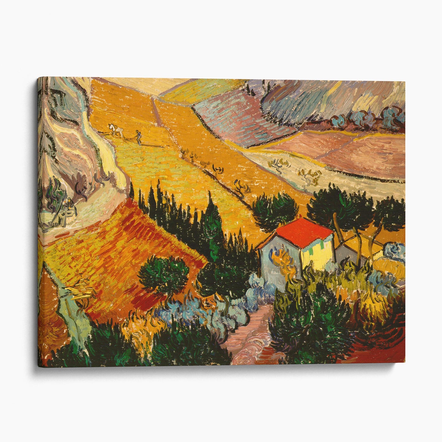 Landscape with House and Ploughman, 1889 by Van Gogh