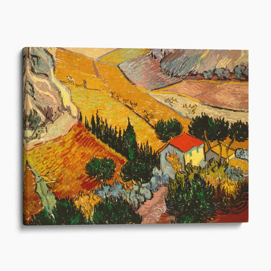 Landscape with House and Ploughman, 1889 by Van Gogh