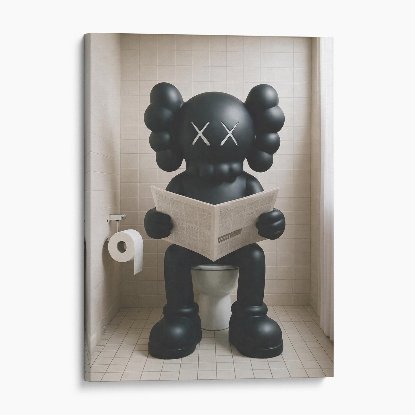 Kaws Reading The Newspaper On The Toilet