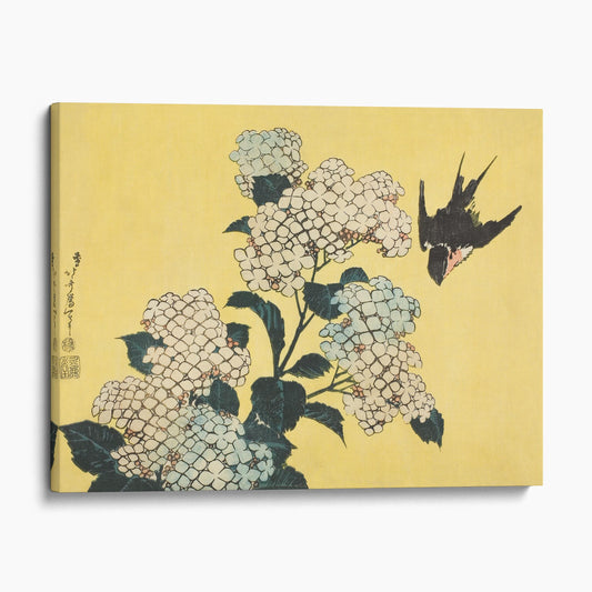 Hydrangea and Swallow 1833 by Hokusai