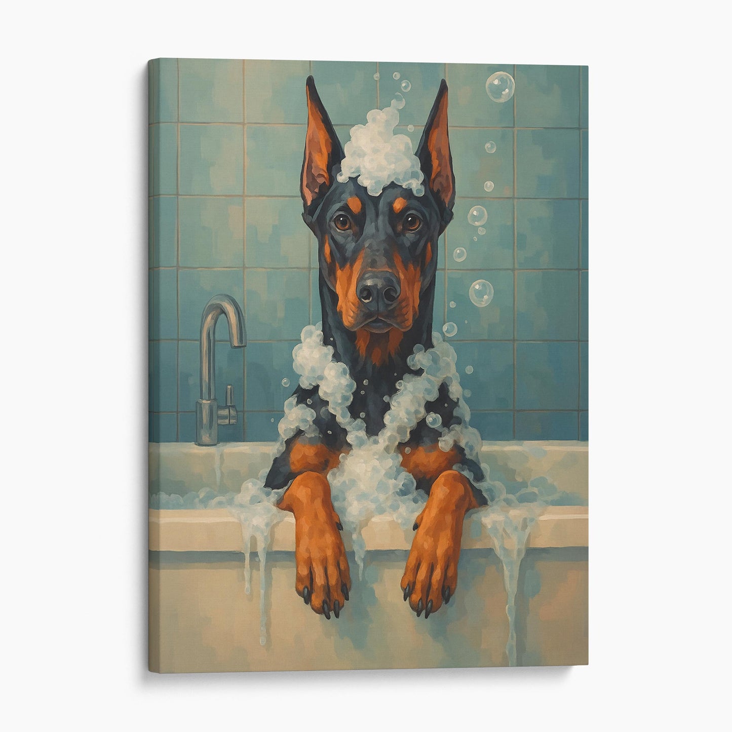Dobermann Dog Bathtub Bubble Bath