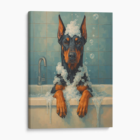 Dobermann Dog Bathtub Bubble Bath