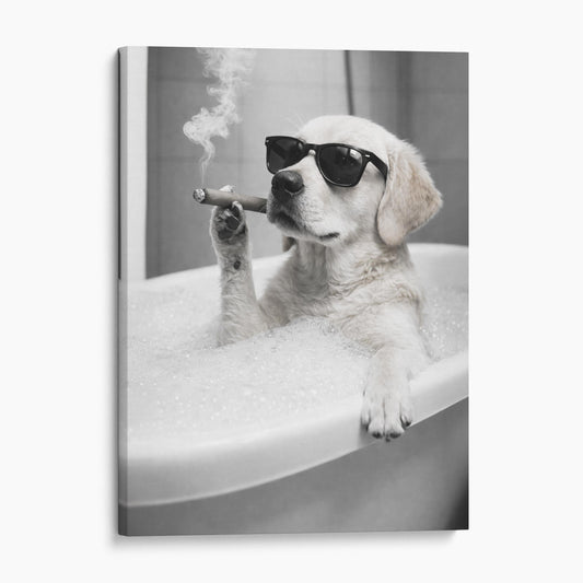 Yellow Labrador Dog Bathtub Cigar