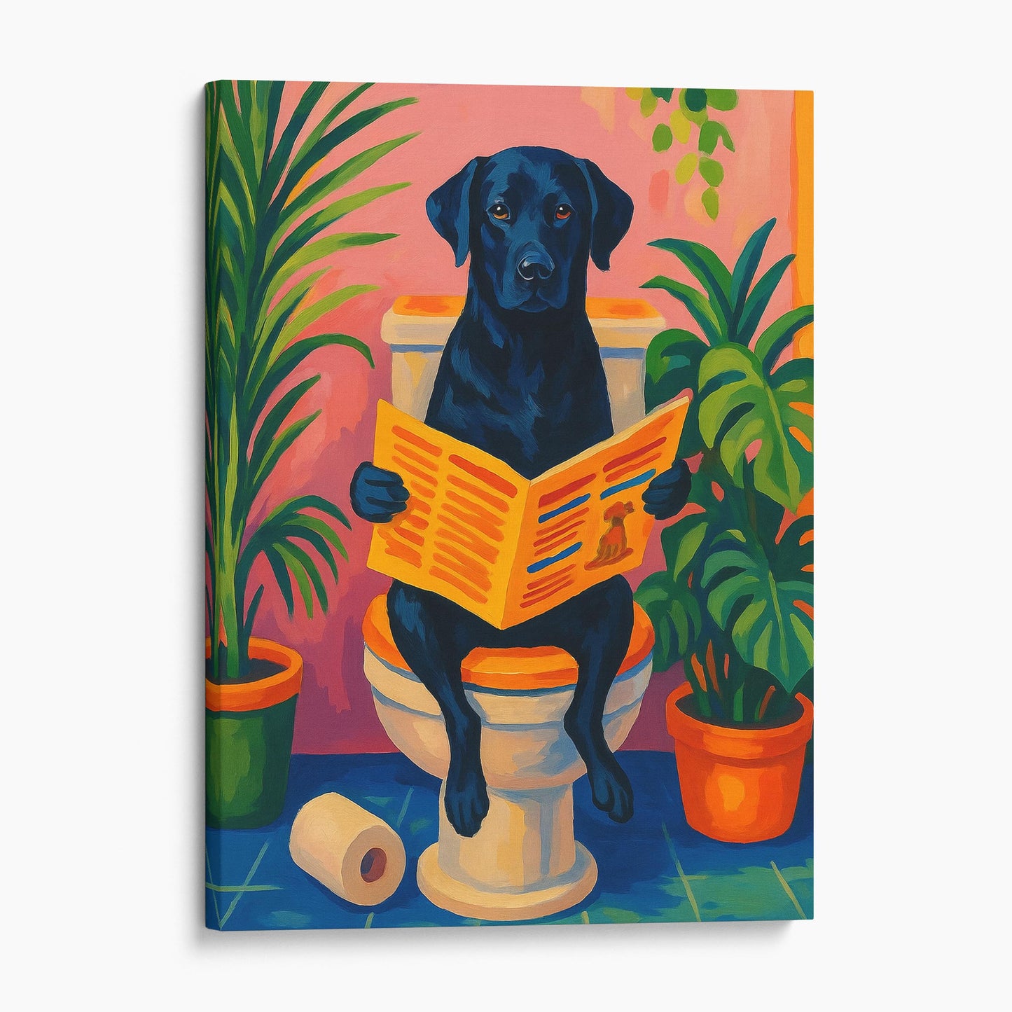 Black Labrador Dog Reading The Newspaper On The Toilet Henri Matisse