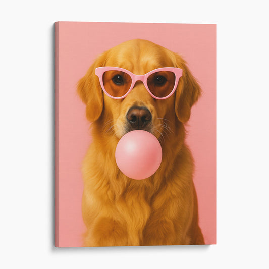 Golden Retriever Dog Pink Bubble Gum Sunglasses