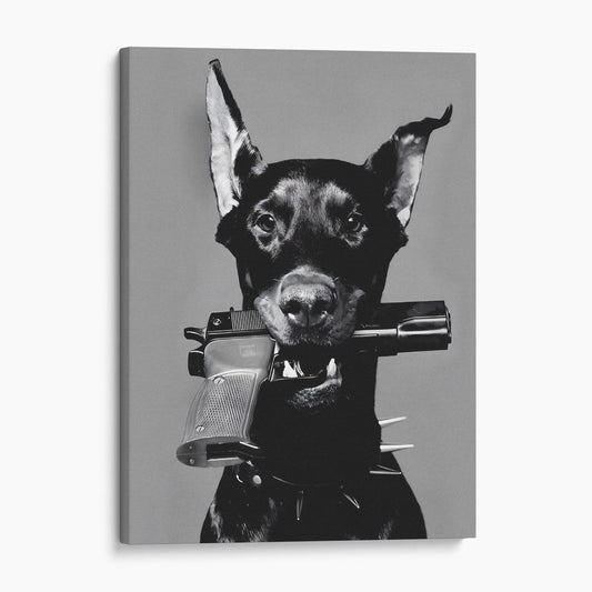 Doberman Gun In Mouth
