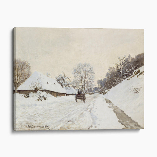 A Cart on the Snowy Road at Honfleur by Claude Monet