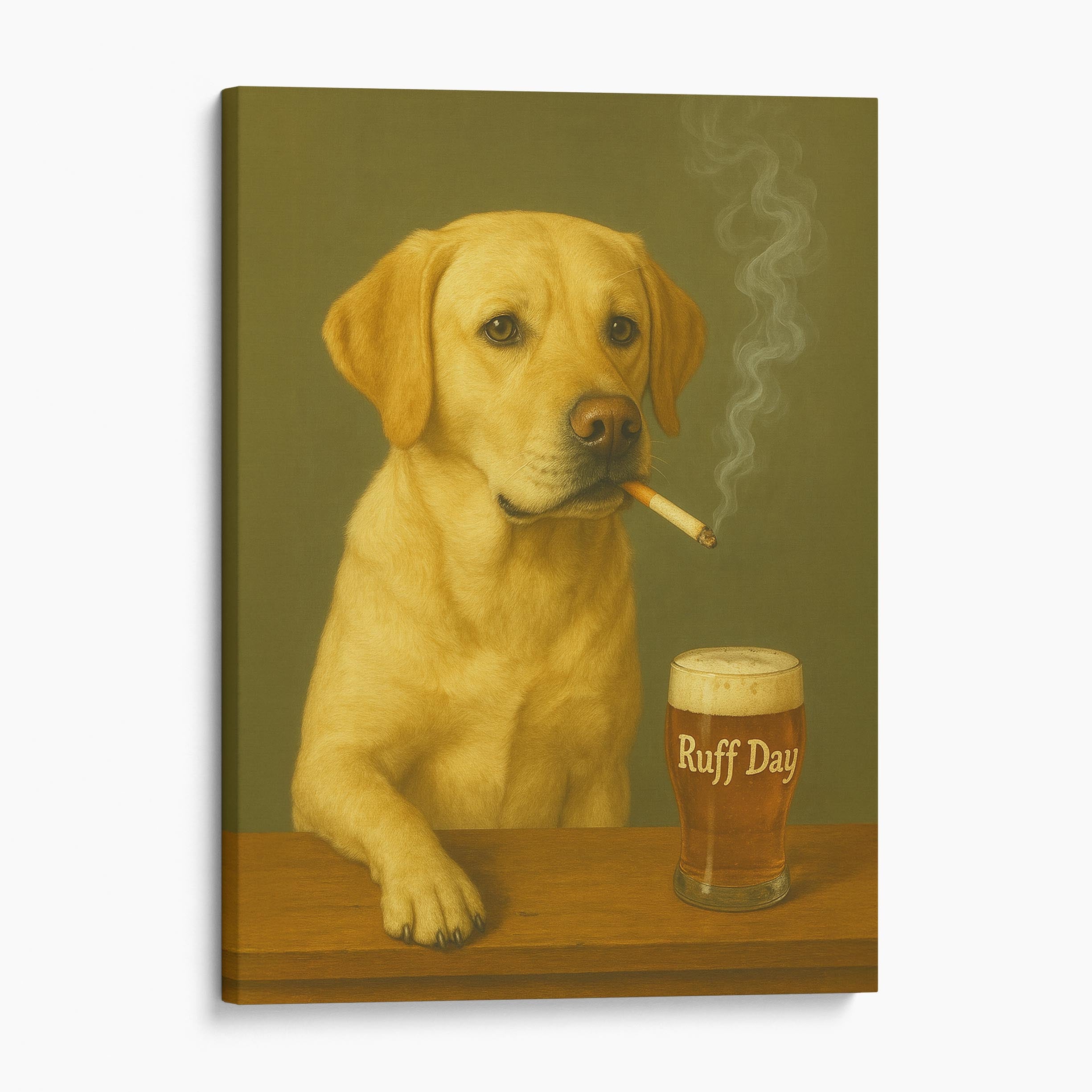 Yellow Labrador Retriever Dog Ruff Day Canvas Wall Art Prints – Big ...