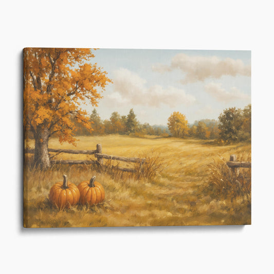 Rustic Autumn Landscape Pumpkin Field