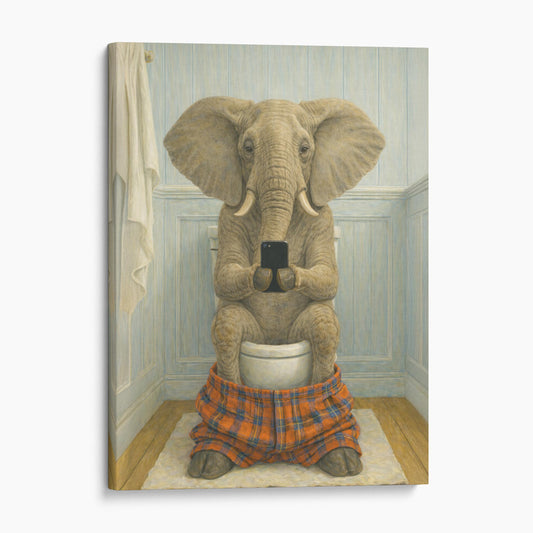 Elephant On The Phone On The Toilet