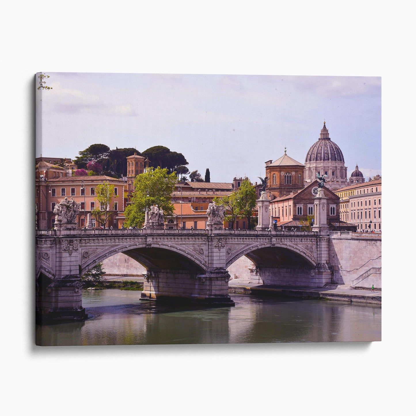 Ponte Vittorio Emanuele II Bridge Over Tiber River With St. Peters Basilica, Rome