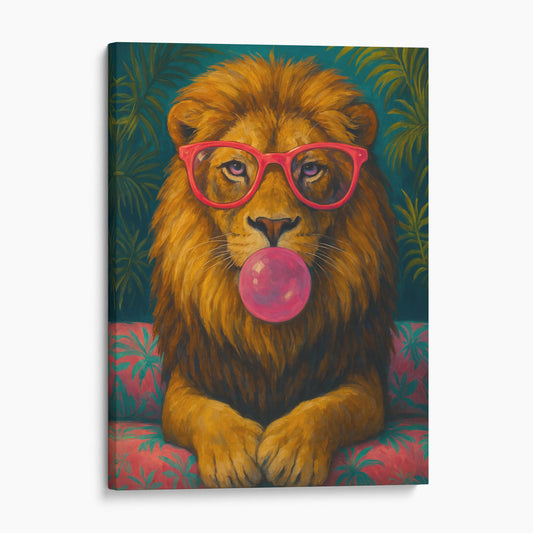 Lion Pink Sunglasses Blowing Bubble Gum