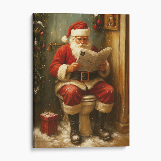 Santa Reading The Newspaper On The Toilet
