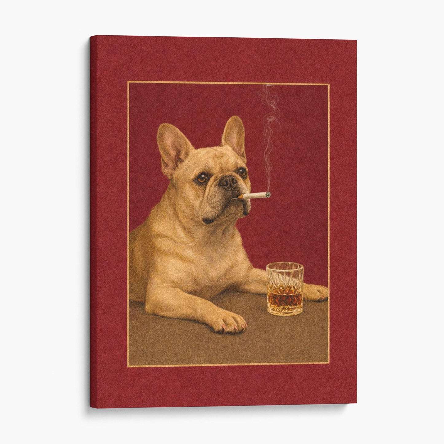 French Bulldog Drink and a Cigarette