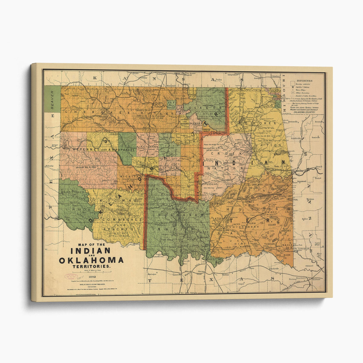 Map of the Indian and Oklahoma territories 1892
