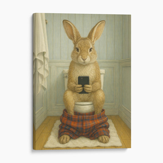 Bunny Rabbit On The Phone On The Toilet