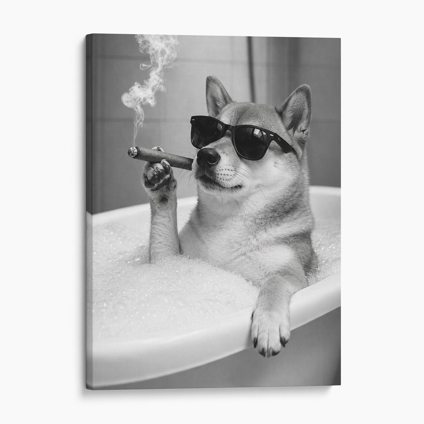 Shiba Inu Dog Bathtub Cigar