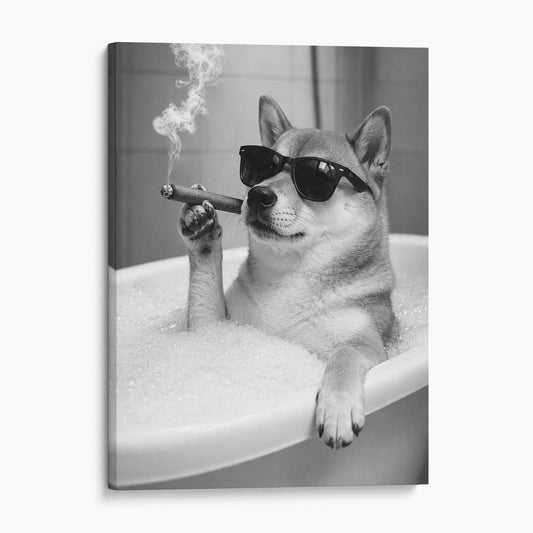 Shiba Inu Dog Bathtub Cigar