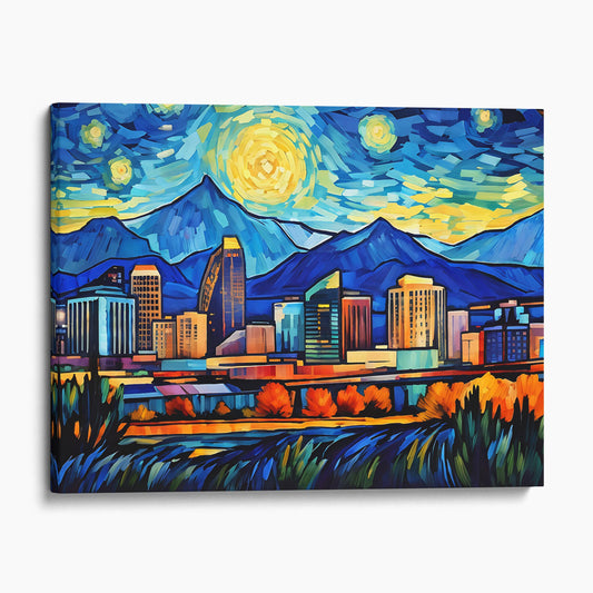 Denver Colorado Skyline Van Gogh Starry Night