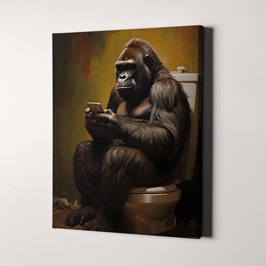 Gorilla On The Phone On The Toilet