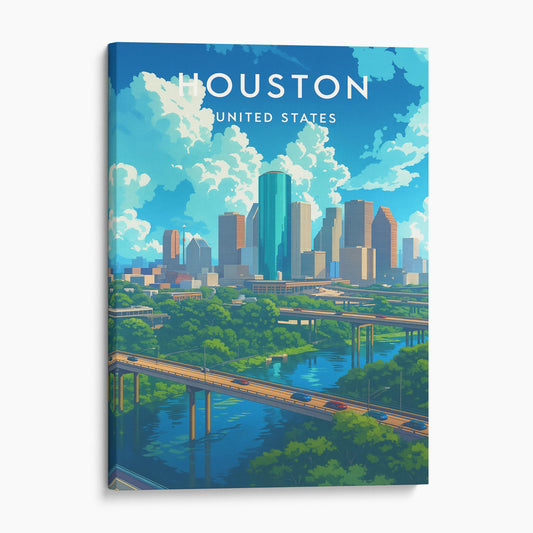 Houston Texas Vintage Travel Poster