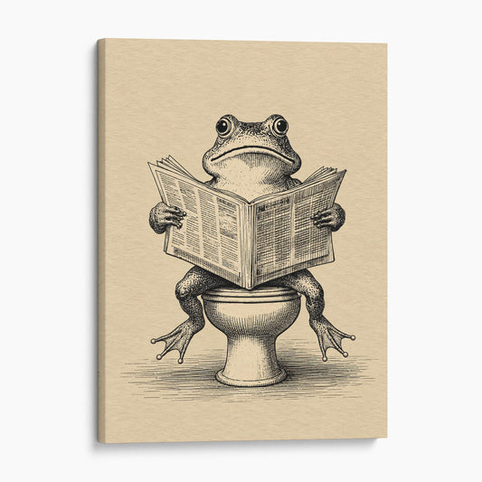 Frog On The Toilet Reading The Newspaper