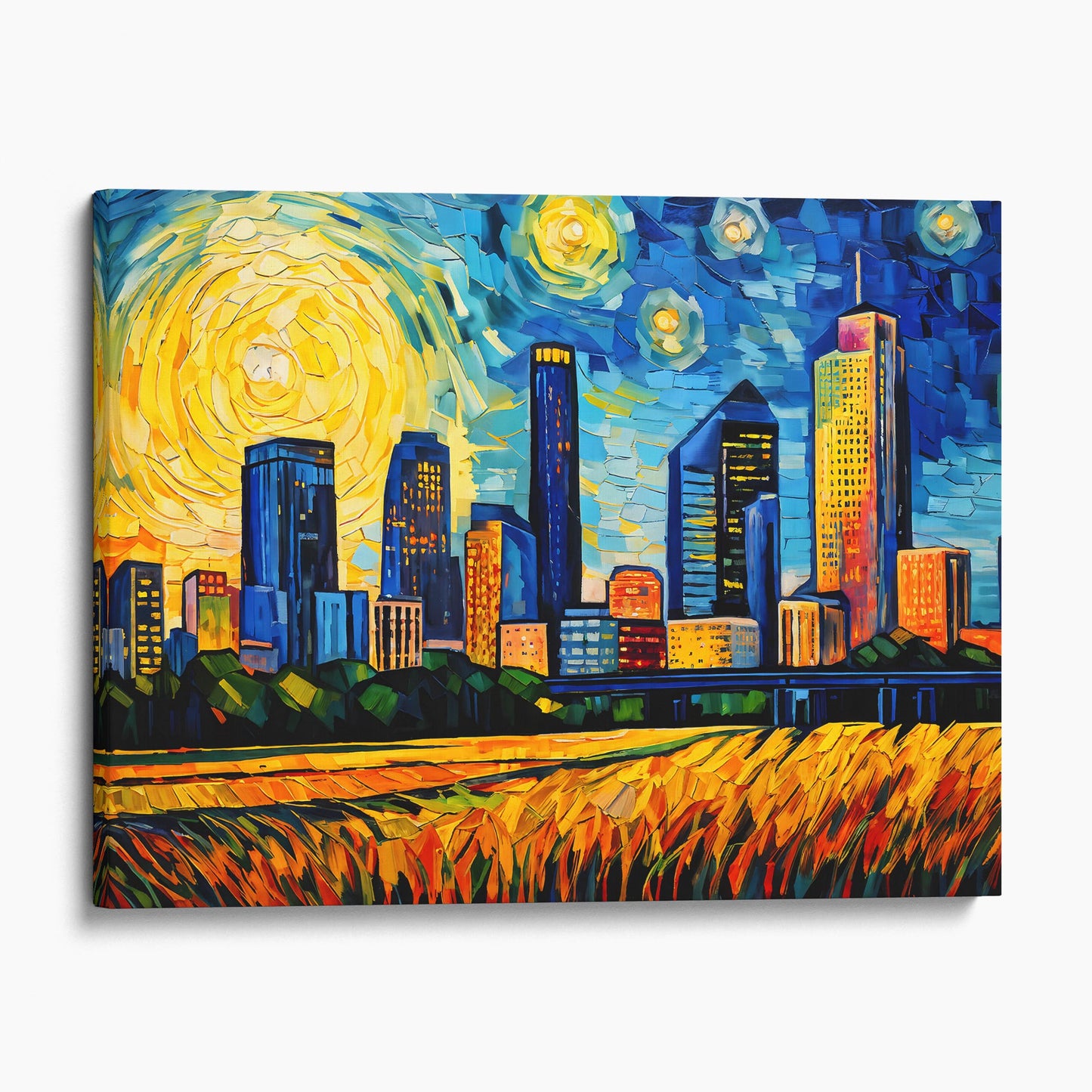 Houston Texas Skyline Van Gogh Starry Night