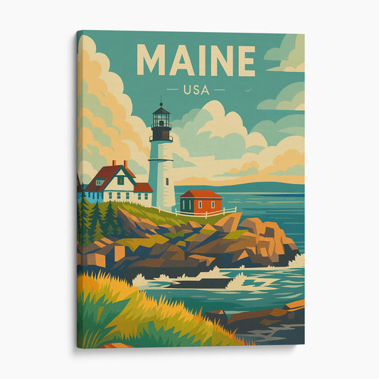 Maine USA Vintage Travel Poster