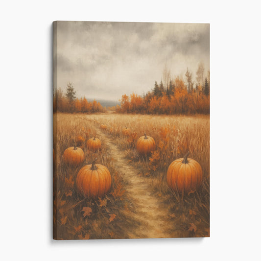 Pumpkin Patch In Autumn Field