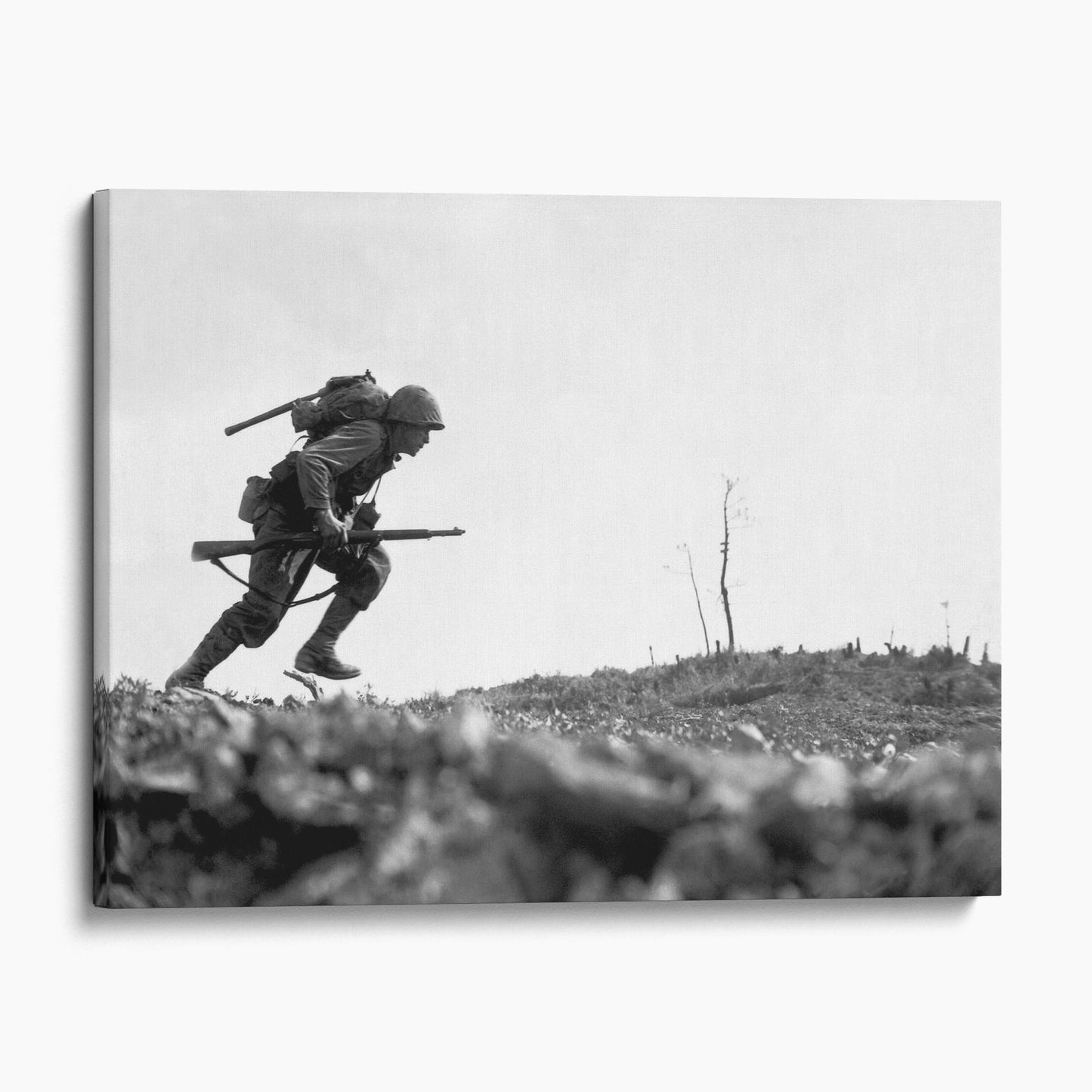 US Marine Dashes Through Valley Of Death, World War Two