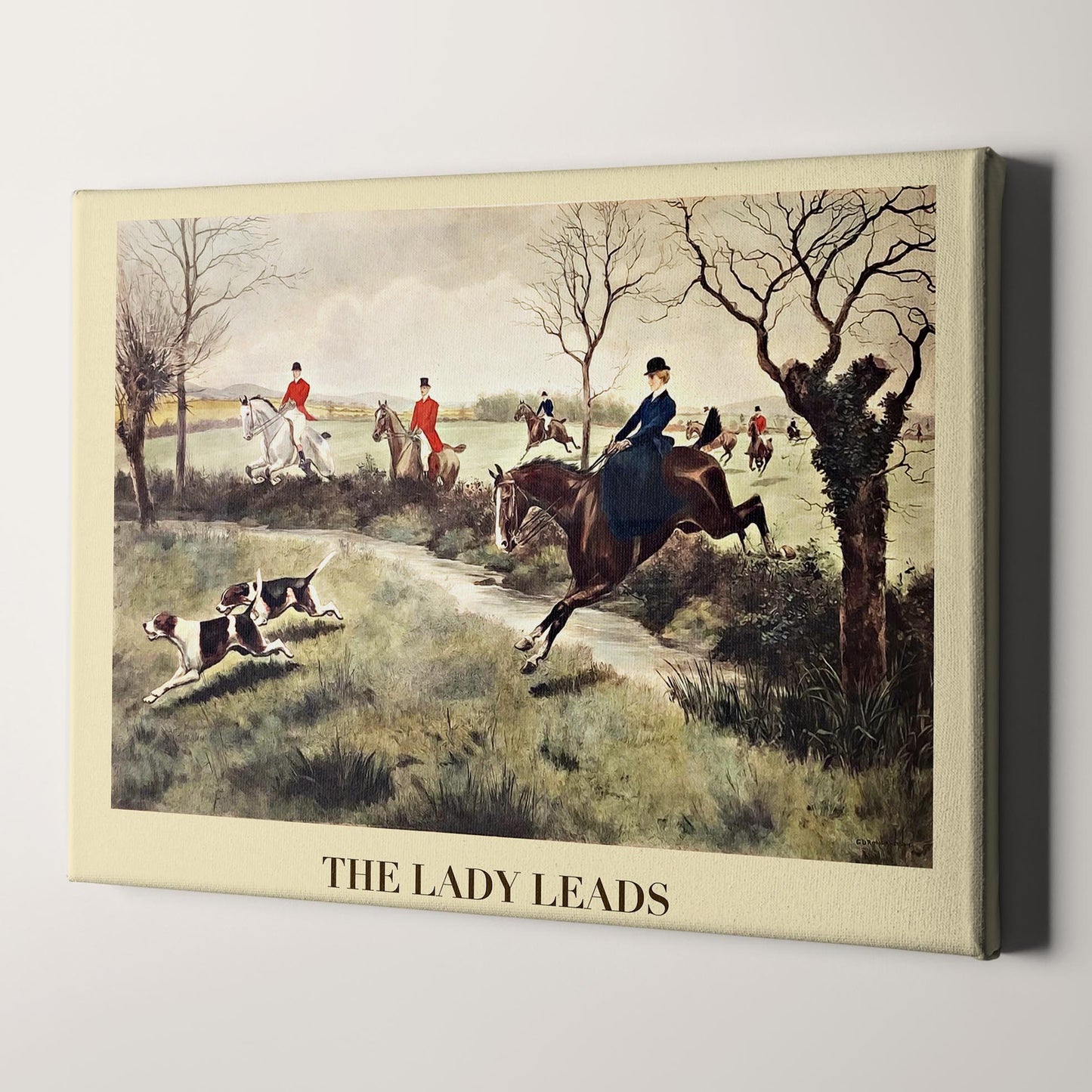 The Lady Leads - Woman Jumping On Horse Fox Hunting With Hounds