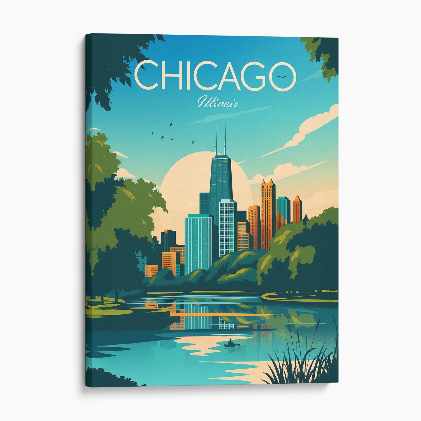 Chicago Illinois Vintage Travel Poster