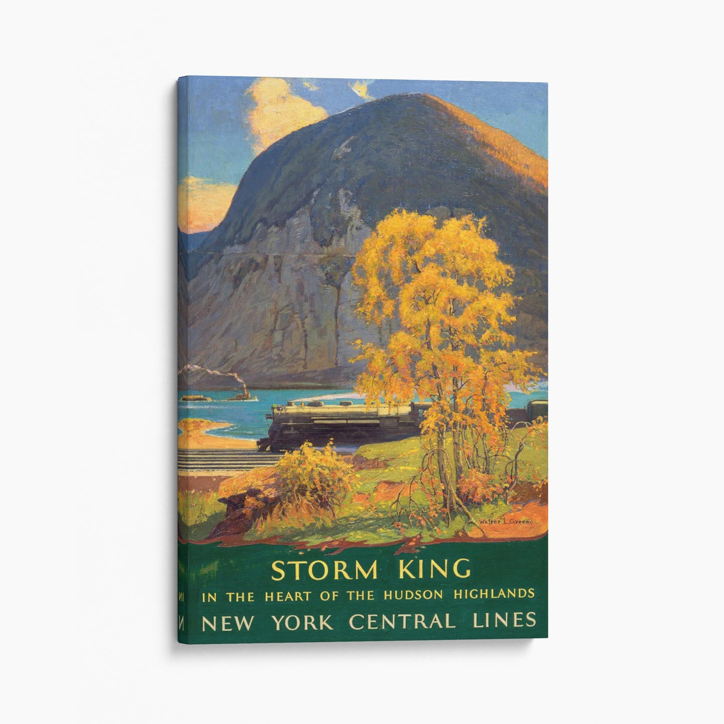 New York Hudson River Train Storm King Highlands Vintage Poster