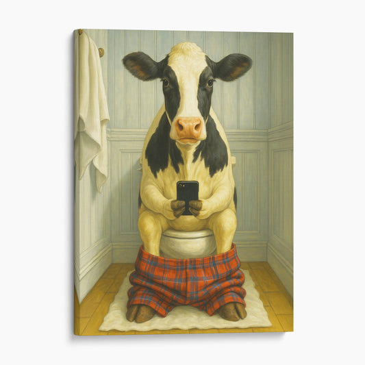 Cow On The Phone On The Toilet
