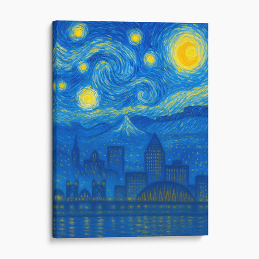 Portland Oregon As Van Gogh Starry Night