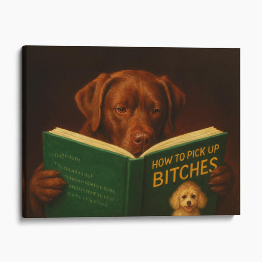 Chocolate Labrador Dog Reading Dating Book