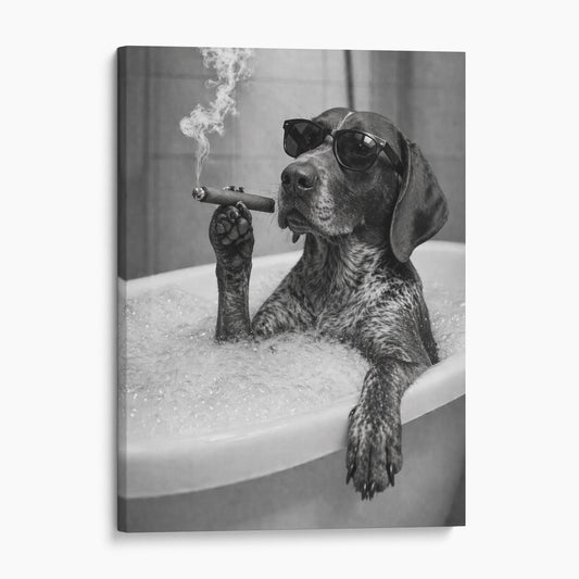 German Shorthaired Pointer Dog Bathtub Cigar