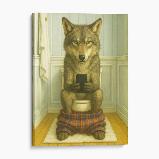 Wolf On The Phone On The Toilet