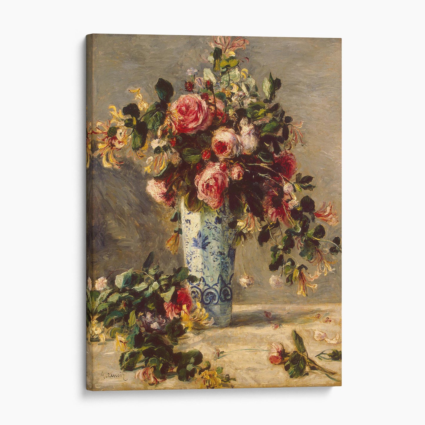 Roses And Jasmine In A Delft Vase by Renoir