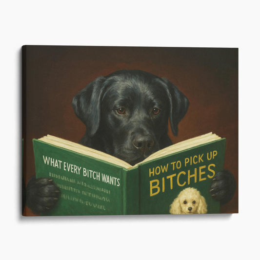 Black Labrador Retriever Dog Reading Dating Book